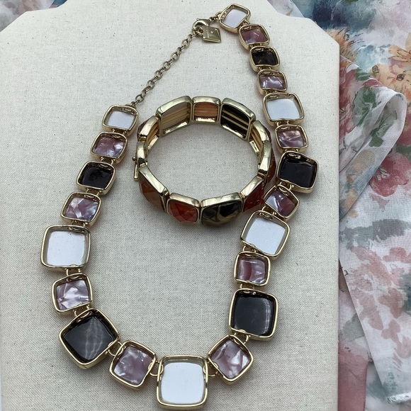 Anne Klein Gold and Brown Lucite Necklace Set - Picture 3 of 3